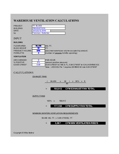 ventilation calculation spreadsheet